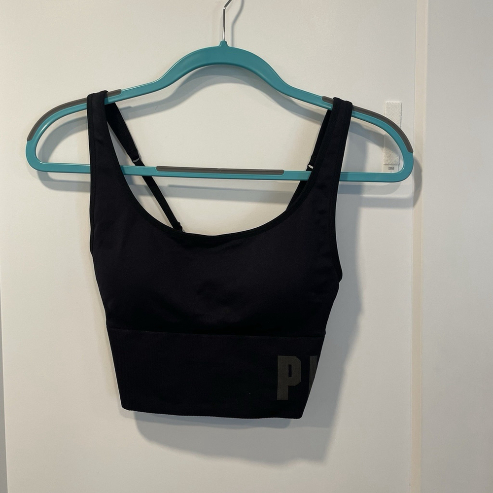 Victoria' Secret PINK ACTIVE SEAMLESS LIGHTLY LINED SCOOP SPORTS NWOT MED Black
